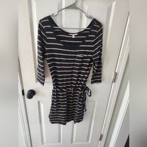 Banana Republic Black and Cream Striped Dress